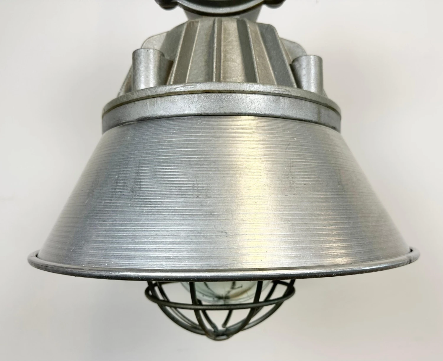Large Industrial Cast Aluminium Cage Pendant Light From Polam Wilkasy, 1970s 8 Large Industrial Cast Aluminium Cage Pendant Light From Polam Wilkasy, 1970s â Image 6
