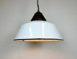 Industrial White Enamel And Cast Iron Pendant Light, 1960s -Promos Meubles Boutique IMG 8398 master