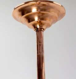 French Art Deco Chandelier Ezan Molded Glass & Copper Ceiling Pendant, C 1940 -Promos Meubles Boutique IMG 8437 master