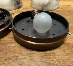 Smallest Size, Rare Design Antique Pair Of Alabaster Wall Sconces / Flush Mounts -Promos Meubles Boutique IMG 9038D master