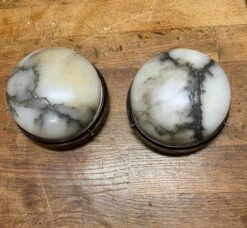 Smallest Size, Rare Design Antique Pair Of Alabaster Wall Sconces / Flush Mounts -Promos Meubles Boutique IMG 9041D master