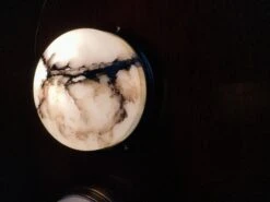 Smallest Size, Rare Design Antique Pair Of Alabaster Wall Sconces / Flush Mounts -Promos Meubles Boutique IMG 9046D master