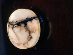 Smallest Size, Rare Design Antique Pair Of Alabaster Wall Sconces / Flush Mounts -Promos Meubles Boutique IMG 9048D master