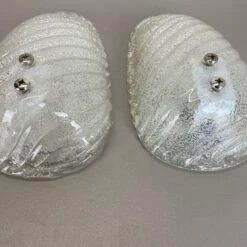 Set Of Two Murano Bubble Structure Ice Glass Wall Light Sconces Germany, 1980s -Promos Meubles Boutique IMG E8422 3 master