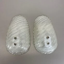 Set Of Two Murano Bubble Structure Ice Glass Wall Light Sconces Germany, 1980s -Promos Meubles Boutique IMG E8429 1 master