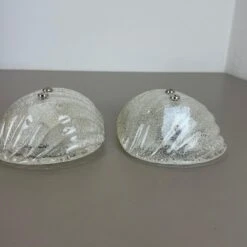 Set Of Two Murano Bubble Structure Ice Glass Wall Light Sconces Germany, 1980s -Promos Meubles Boutique IMG E8431 3 master