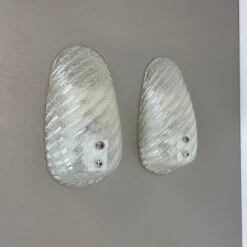 Set Of Two Murano Bubble Structure Ice Glass Wall Light Sconces Germany, 1980s -Promos Meubles Boutique IMG E8440 master