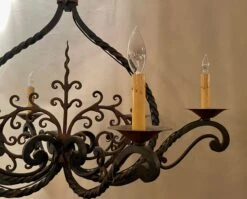 Antique French Provincial Wrought Iron Chandelier, Circa 1890 -Promos Meubles Boutique JPEG image 9 master