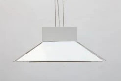 Large Scandinavian Adjustable Metal White Pendant, 1980s 9 Large Scandinavian Adjustable Metal White Pendant, 1980s -Promos Meubles Boutique MG 4179 master