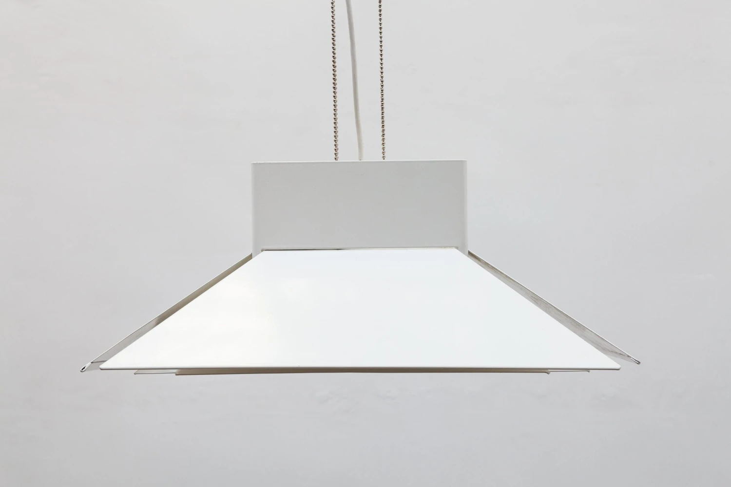 Large Scandinavian Adjustable Metal White Pendant, 1980s 4 Large Scandinavian Adjustable Metal White Pendant, 1980s – Image 2