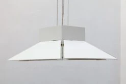 Large Scandinavian Adjustable Metal White Pendant, 1980s 11 Large Scandinavian Adjustable Metal White Pendant, 1980s -Promos Meubles Boutique MG 4188 master