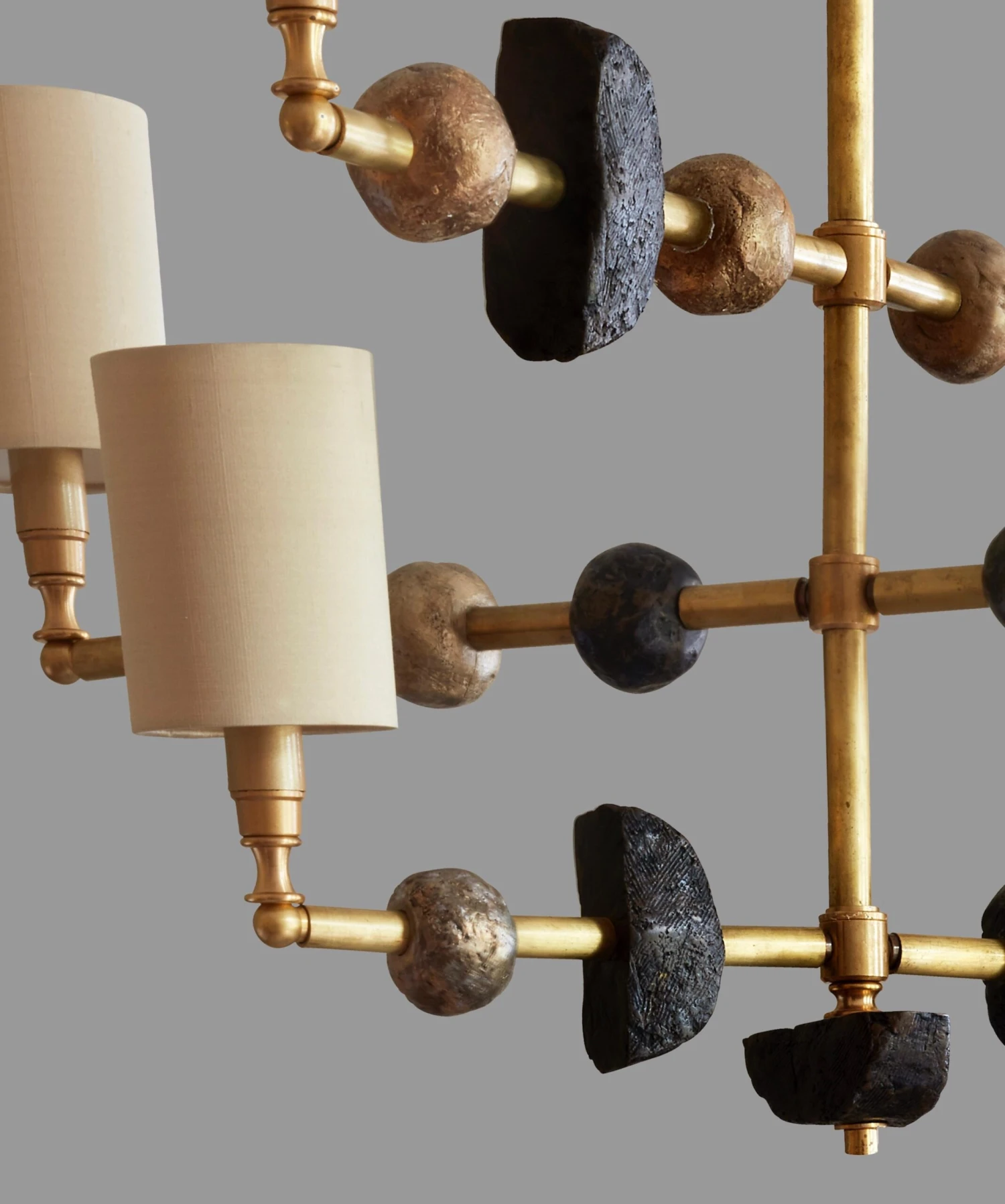'Mayfair' Contemporary Chandelier, Brass With Sculpted Spheres By Margit Wittig 6 'Mayfair' Contemporary Chandelier, Brass With Sculpted Spheres By Margit Wittig – Image 4