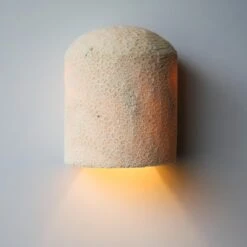 Fossil Coral Dome Flush Wall Sconce 'Medium', Handcrafted & Ethically Sourced -Promos Meubles Boutique Marovo 1D Dome FL L11 master