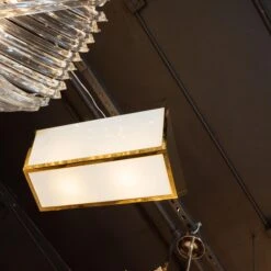 French Art Deco Semi-Flush Mount Brass & Frosted Glass Chandelier By Jean Perzel -Promos Meubles Boutique P1399213 master