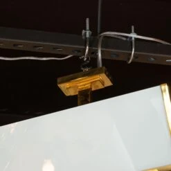 French Art Deco Semi-Flush Mount Brass & Frosted Glass Chandelier By Jean Perzel -Promos Meubles Boutique P1399217 master