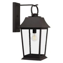 American Colonial Handcrafted Wrought Iron Lantern, Old World, Antique Glass -Promos Meubles Boutique SB BM LAM2 OA 75 1022 master