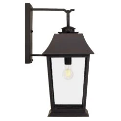 American Colonial Handcrafted Wrought Iron Lantern, Old World, Antique Glass -Promos Meubles Boutique SB BM LAM2 OA S 1022 master
