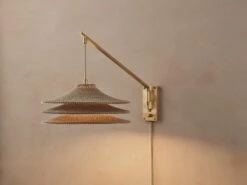 SS03 Wall Arm Short Light, Hand Crocheted In 100% Egyptian Cotton -Promos Meubles Boutique SS03 Wall Arm Short Chalk and Brass Lit master