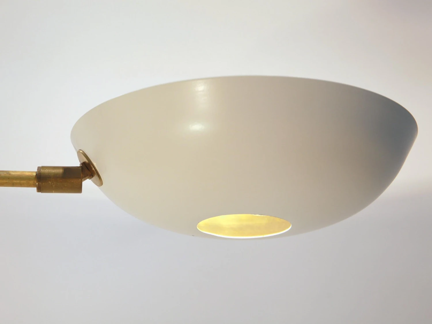 Orbitale Brass Chandelier 3 Rotating Balanced Arms, Stilnovo Style, Brass Shades 4 Orbitale Brass Chandelier 3 Rotating Balanced Arms, Stilnovo Style, Brass Shades – Image 2