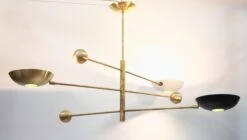 Orbitale Brass Chandelier 3 Rotating Balanced Arms, Stilnovo Style, Brass Shades 30 Orbitale Brass Chandelier 3 Rotating Balanced Arms, Stilnovo Style, Brass Shades -Promos Meubles Boutique Stilnovo Arredoluce Arteluce Brass Chandelier 004 master