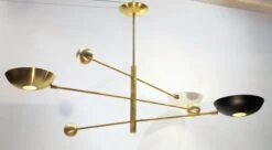 Orbitale Brass Chandelier 3 Rotating Balanced Arms, Stilnovo Style, Brass Shades 32 Orbitale Brass Chandelier 3 Rotating Balanced Arms, Stilnovo Style, Brass Shades -Promos Meubles Boutique Stilnovo Arredoluce Arteluce Brass Chandelier 005 master
