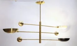 Orbitale Brass Chandelier 3 Rotating Balanced Arms, Stilnovo Style, Brass Shades 34 Orbitale Brass Chandelier 3 Rotating Balanced Arms, Stilnovo Style, Brass Shades -Promos Meubles Boutique Stilnovo Arredoluce Arteluce Brass Chandelier 006 master
