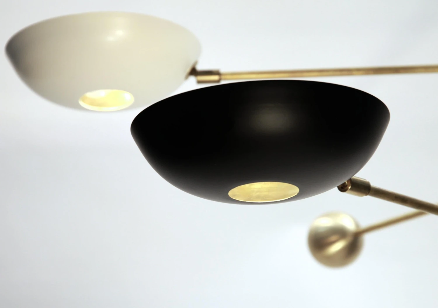 Orbitale Brass Chandelier 3 Rotating Balanced Arms, Stilnovo Style, Brass Shades 19 Orbitale Brass Chandelier 3 Rotating Balanced Arms, Stilnovo Style, Brass Shades – Image 17