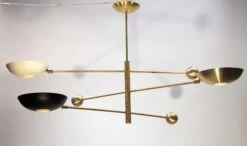 Orbitale Brass Chandelier 3 Rotating Balanced Arms, Stilnovo Style, Brass Shades 28 Orbitale Brass Chandelier 3 Rotating Balanced Arms, Stilnovo Style, Brass Shades -Promos Meubles Boutique Stilnovo Arredoluce Arteluce Brass Chandelier 020 master