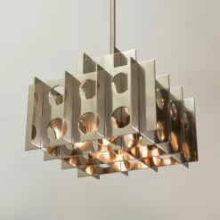 Tenfold Pendant Light, Polished Nickel, Geometric Brutalist Lamp -Promos Meubles Boutique Tenfold Pendant 3 Tier Luft Tanaka6 master