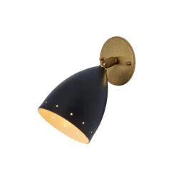 Pair Of 1950s Perforated Black Model #26B Sconces By Gino Sarfatti For Arteluce -Promos Meubles Boutique Two Enlighten June 13th 2023 091 master