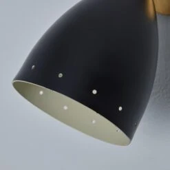 Pair Of 1950s Perforated Black Model #26B Sconces By Gino Sarfatti For Arteluce -Promos Meubles Boutique Two Enlighten June 13th 2023 097 master