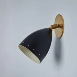 Pair Of 1950s Perforated Black Model #26B Sconces By Gino Sarfatti For Arteluce -Promos Meubles Boutique Two Enlighten June 13th 2023 099 master