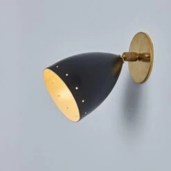 Pair Of 1950s Perforated Black Model #26B Sconces By Gino Sarfatti For Arteluce -Promos Meubles Boutique Two Enlighten June 13th 2023 100 master
