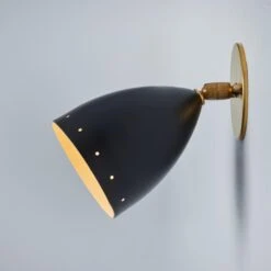 Pair Of 1950s Perforated Black Model #26B Sconces By Gino Sarfatti For Arteluce -Promos Meubles Boutique Two Enlighten June 13th 2023 102 master