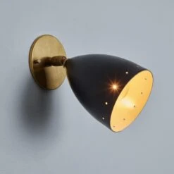Pair Of 1950s Perforated Black Model #26B Sconces By Gino Sarfatti For Arteluce -Promos Meubles Boutique Two Enlighten June 13th 2023 103 master