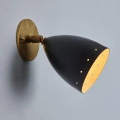 Pair Of 1950s Perforated Black Model #26B Sconces By Gino Sarfatti For Arteluce -Promos Meubles Boutique Two Enlighten June 13th 2023 104 master