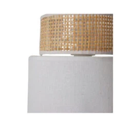 Applique Incurvée Rotin Et Tissu Blanc Ostaria -Promos Meubles Boutique applique incurvee rotin et tissu blanc ostaria 1 2