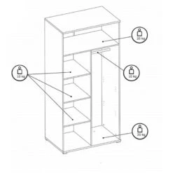 Armoire 2 Portes Blanc Et Gris Soma -Promos Meubles Boutique armoire 2 portes blanc et gris soma 2
