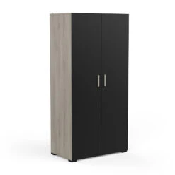 Demeyere Armoire 2 Portes Penderie + Lingère Izzy Noir Et Bois