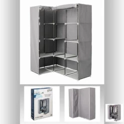 Armoire D'angle 1 Penderie / 10 étagères Gris Atmosphera 8 Armoire D'angle 1 Penderie / 10 étagères Gris Atmosphera -Promos Meubles Boutique armoire d angle 1 penderie 10 etageres gris atmosphera 2