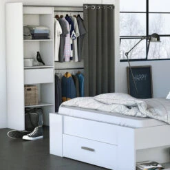 Demeyere Dressing Extensible Blanc Perle Avec Rideau Taupe 10 Demeyere Dressing Extensible Blanc Perle Avec Rideau Taupe -Promos Meubles Boutique armoire placard extensible avec rideau blanc perle 2