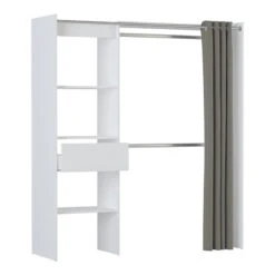 Demeyere Dressing Extensible Blanc Perle Avec Rideau Taupe 11 Demeyere Dressing Extensible Blanc Perle Avec Rideau Taupe -Promos Meubles Boutique armoire placard extensible avec rideau blanc perle 3