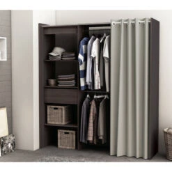 Demeyere Armoire/Placard Extensible SEATTLE Avec Rideau Chêne Vulcano -Promos Meubles Boutique armoire placard extensible seattle avec rideau chene vulcano 3