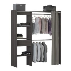 Demeyere Armoire/Placard Extensible SEATTLE Avec Rideau Chêne Vulcano -Promos Meubles Boutique armoire placard extensible seattle avec rideau chene vulcano 4
