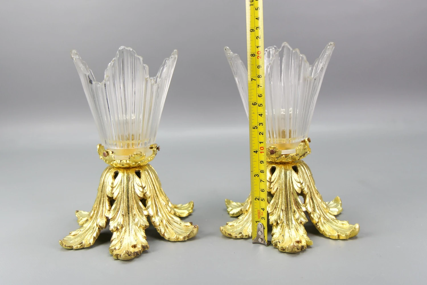 Pair Of French Art Deco Gilt Bronze And Clear Glass Ceiling Lights, 1920s 22 Pair Of French Art Deco Gilt Bronze And Clear Glass Ceiling Lights, 1920s â Image 20