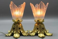 Pair Of French Art Deco Gilt Bronze And Clear Glass Ceiling Lights, 1920s 24 Pair Of French Art Deco Gilt Bronze And Clear Glass Ceiling Lights, 1920s -Promos Meubles Boutique art deco ceiling lights pair 3 master