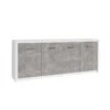 Bahut 4 Portes Blanc Et Gris Béton Gent -Promos Meubles Boutique bahut 4 portes blanc gris beton gent