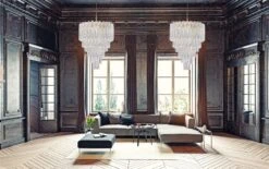 Huge Modern Italian Murano Glass Chandelier -Promos Meubles Boutique boiserie nera con 2 finestre base pini m master