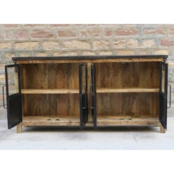 Buffet 4 Portes En Bois Massif Et Métal -Promos Meubles Boutique buffet 4 portes en bois massif et metal 3
