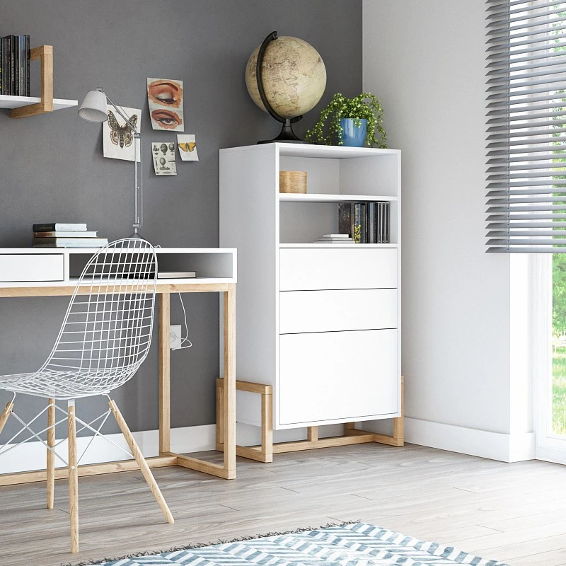 Buffet Haut 2 Tiroirs 1 Porte Oslo Blanc 4 Buffet Haut 2 Tiroirs 1 Porte Oslo Blanc â Image 2